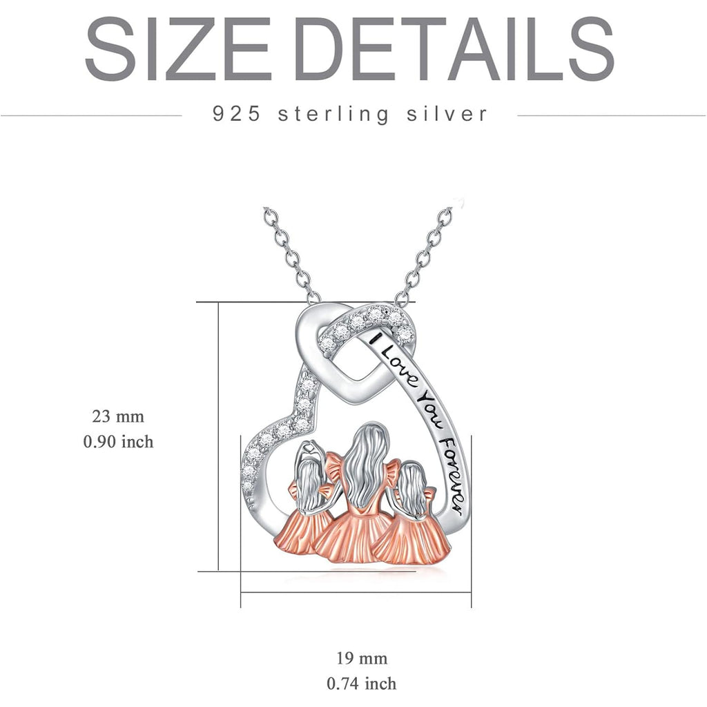 Dorunmo Mother and 1/2/3 Daughters/Son Necklace 925 Sterling Silver Mom Necklace Sisters Jewelry Heart Pendant Christmas Jewelry for Women