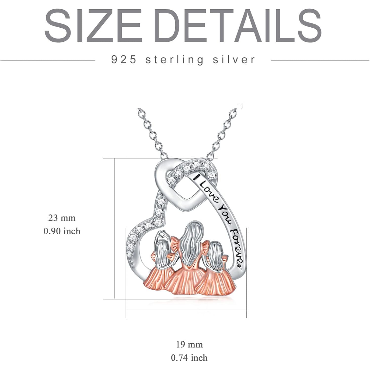 Dorunmo Mother and 1/2/3 Daughters/Son Necklace 925 Sterling Silver Mom Necklace Sisters Jewelry Heart Pendant Christmas Jewelry for Women