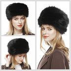 SIQITECHNO Unisex Faux Fur Russian Trapper Hat Furry Cossack Ushanka Style Warm Trooper Hat Winter Hunting Skiing Cap