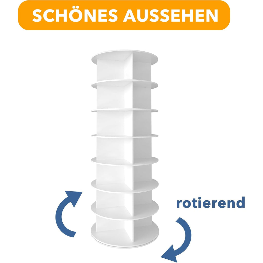 Spaceaid 7 Tier Rotating Shoe Rack Tower, Spinning Shoe Display Lazy Susan, Revolving 360 Shoe Rack Storage Round Carousel, Vertical Handbag Rotate Shoes Closet Organization (7-Tier White)