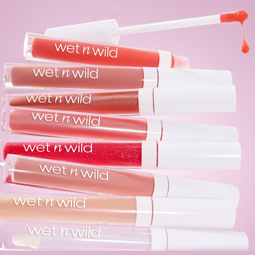Wet N Wild Megaslicks Lip Gloss, Ultra-Glossy, Vitamin-E Enriched, Ultra-Gloss High Shine Moisturizing, Cruelty-Free & Vegan - Cherish