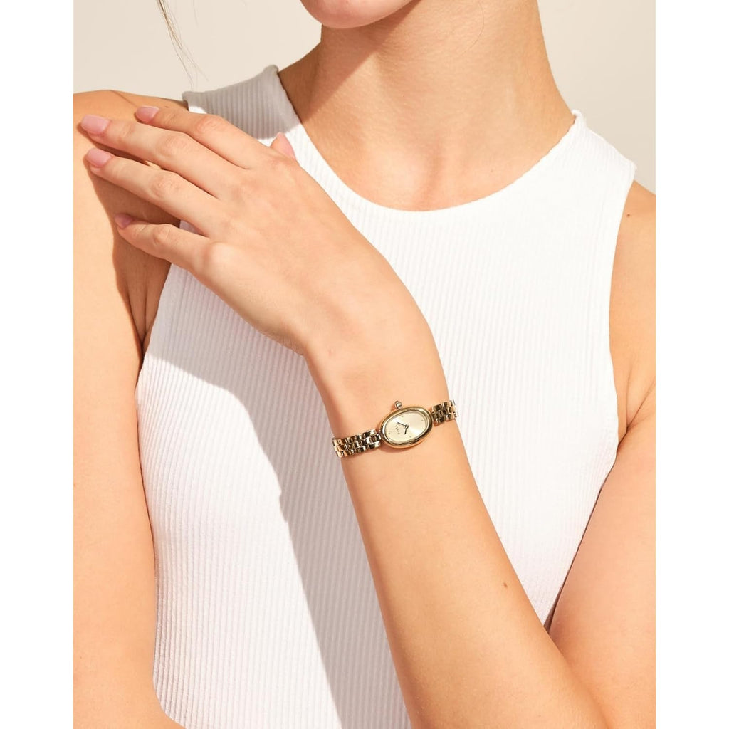 Fiyta Women'S Watch - Elegant Gold Small Oval Vintage Watch With Sapphire Crystal; Ruby-Inlaid Crown, 316L Stainless Steel Dainty Jewelry Bracelet, Timeless Gift For Her