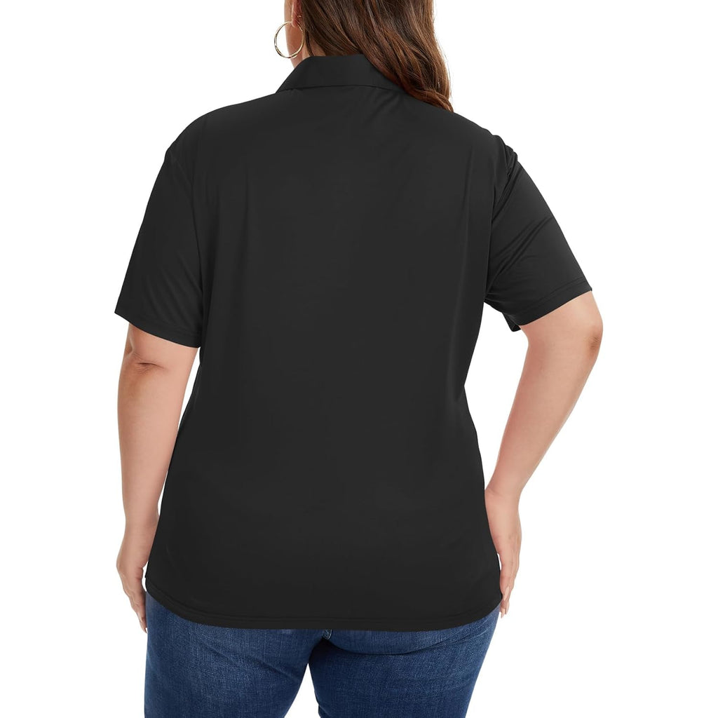 Women'S Plus Size Polo Shirts Upf 50+ Casual Work Quick Dry 3 Buttons Short Sleeve Collared Golf Shirt (Xl-6Xl)