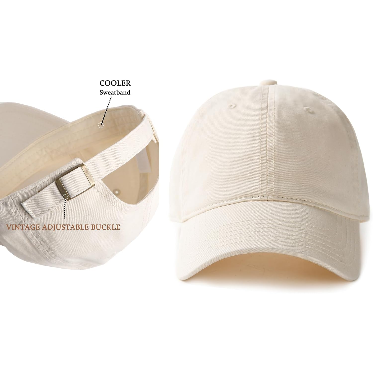 FURTALK Unisex Vintage Washed Unstructured Baseball Cap Washed Cotton Adjustable Dad Hat Beige