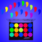 Uv Blacklight Face Paint,15 Bright Colors Neon Fluorescent Body Painting Palette,Water Activated Eyeliner,Water Based Makeup Glow In The Dark Halloween Washable For Kids Adult Body Paint