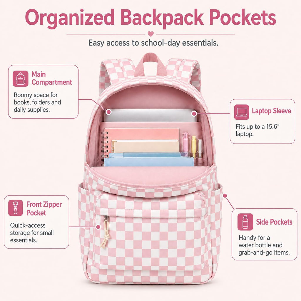 Ledaou Backpack For Girls School Bag Kids Bookbag Teen Backpack Set Daypack With Lunch Bag And Pencil Case | Kids