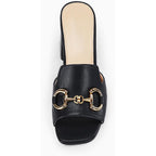 Gihubafuil Women'S Sandals Peep Toe Slides Chunky Heel Mules Single Band Comfort Slip-On Shoes With Metal Chain For Spring Summer
