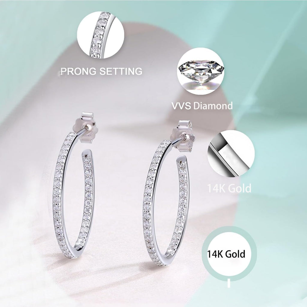 14K Gold 0.7ct Diamond Drop Earrings for Women,D-Color VVS1 Earring, Lovely Gift for Girlfriend on Birthday
