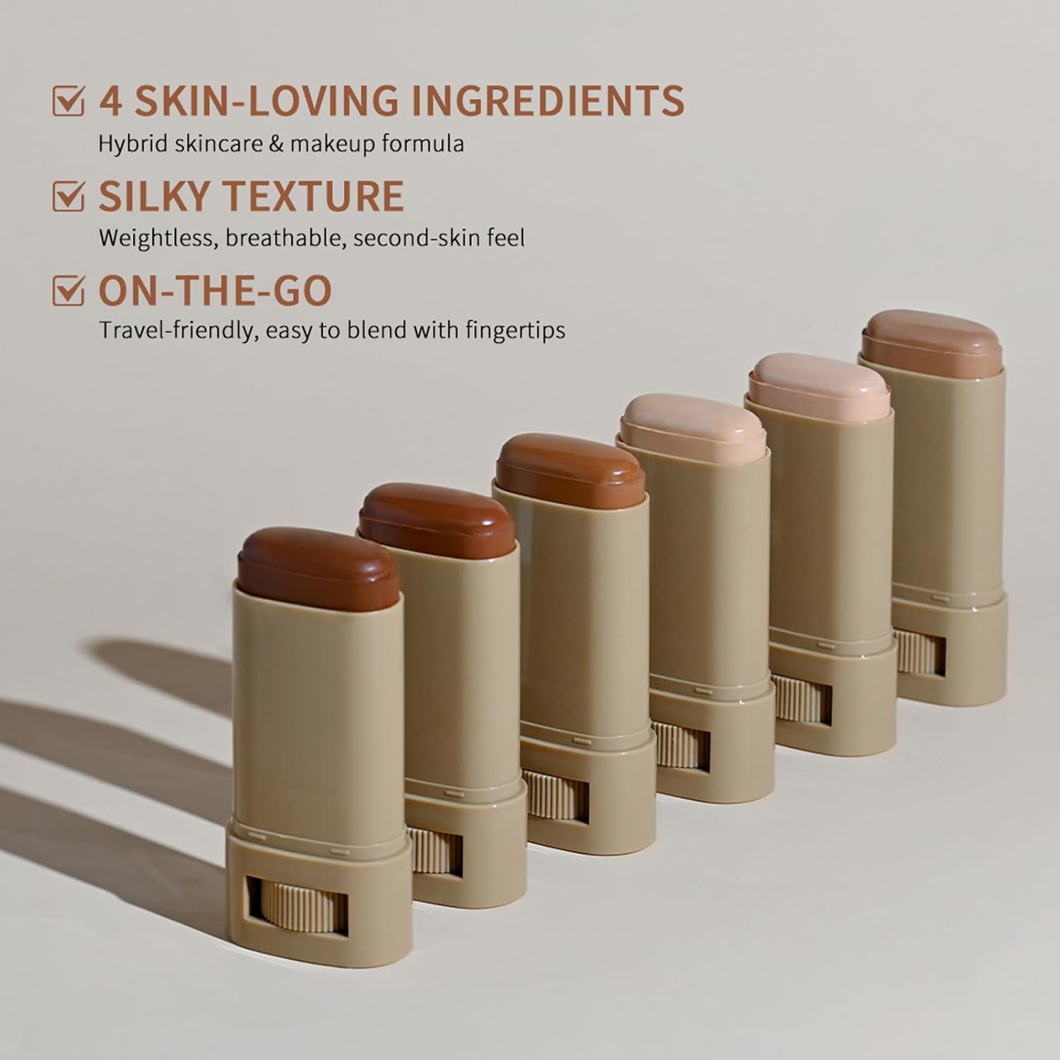 Beauty Balm Serum Boosted Skin Tint, Foundation Stick, Tinted Moisturizer for Face, Full Coverage Foundation, Concealer Stick for Foundation Makeup, Contour Sticks for Face Makeup, Dewy Finish (#06)