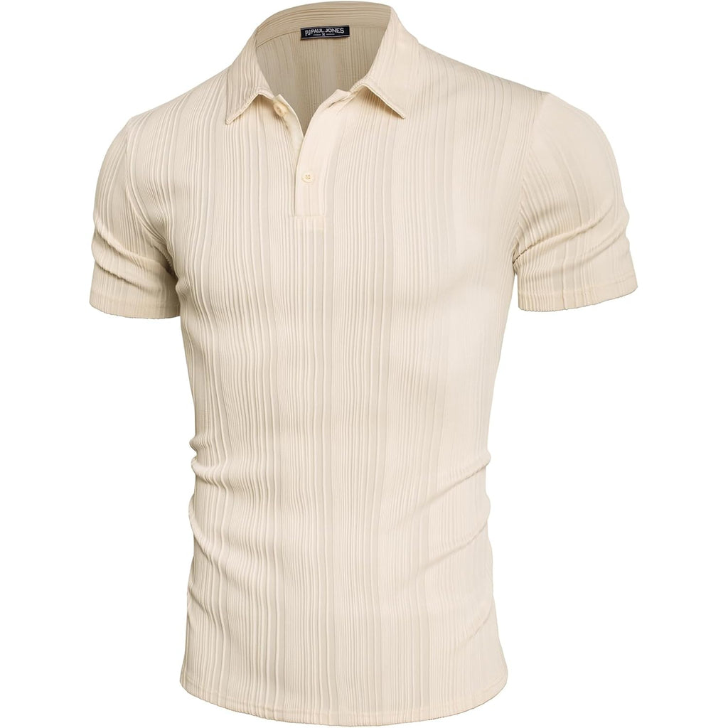 Pj Paul Jones Mens Polo Shirts Textured Knit Polo Stretchy Regular Fit Collared Golf Shirts