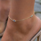 Rotnso Anklets for Women 14K Gold Silver Plated Ankle Bracelets Trendy Waterproof Boho Anklets Set Adjustable Dainty Cute Diamond Beaded Heart Non Tarnish Summer Beach Jewelry Gift