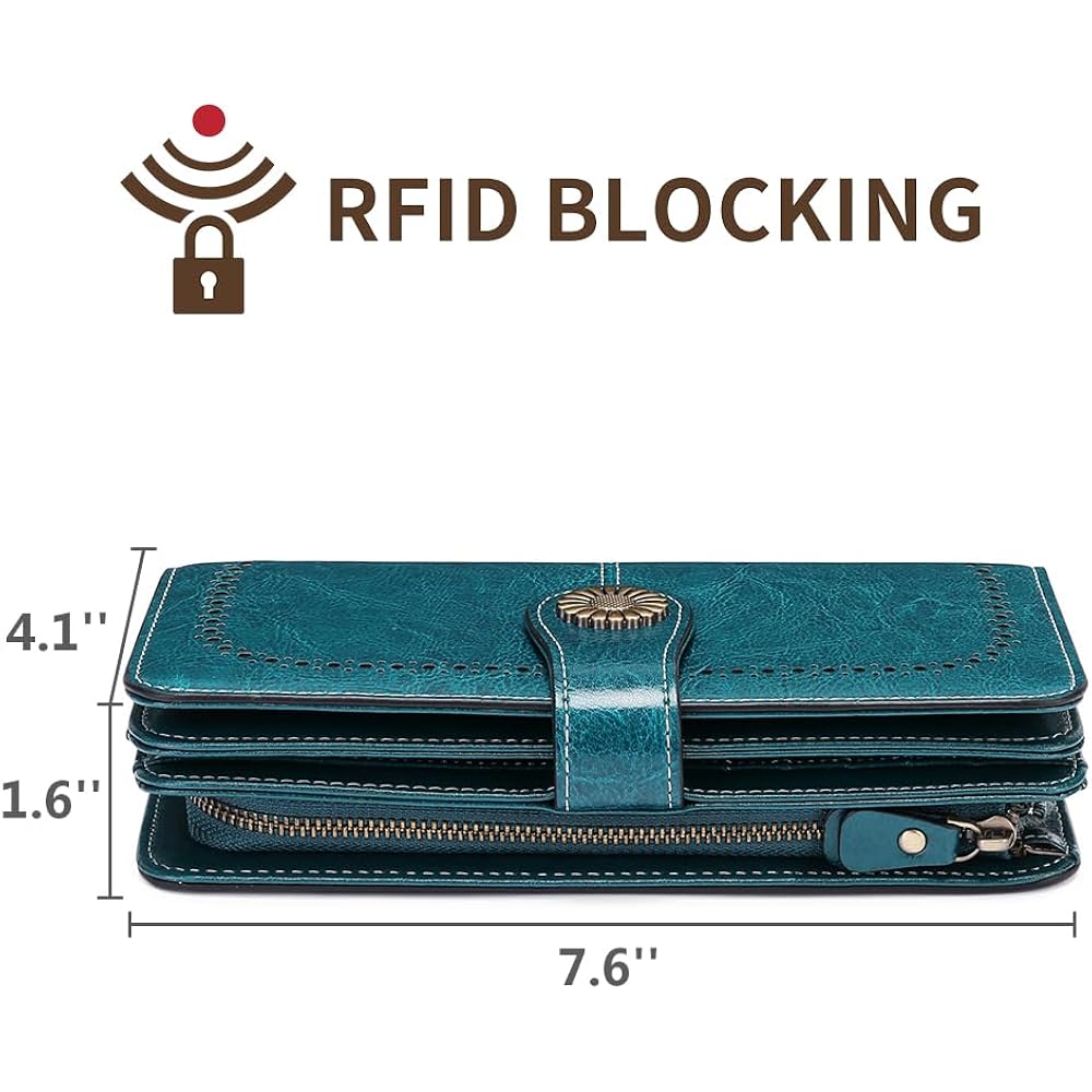 SENDEFN Wallets for Women Leather Credit Card Holder with RFID Blocking Large Capacity Wristlet | with RFID Blocking, Large Capacity, Wristlet, with RFID Blocking, Large Capacity, Wristlet