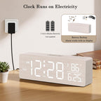 Dreamsky Wooden Digital Alarm Clock With Date & Day Of Week For Bedroom | Large Display Desk Clock For Living Room, Temperature, Dimmer, Adjustable Volume, Auto Dst, Office Wood Décor (Plug-In)