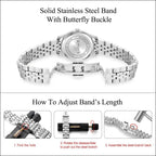 Easy Reader Watch for Women with Solid Stainless Steel Band Ladies Dress Watch Water Resistant