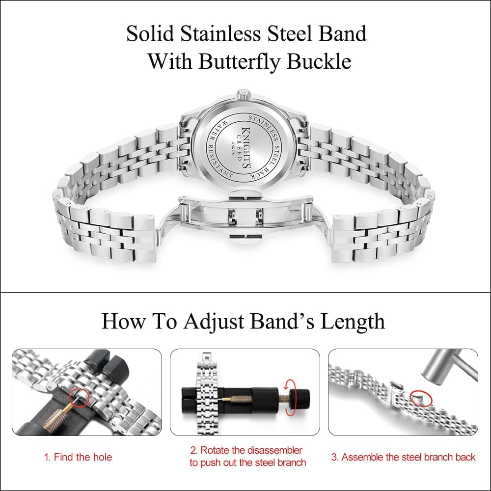 Easy Reader Watch for Women with Solid Stainless Steel Band Ladies Dress Watch Water Resistant