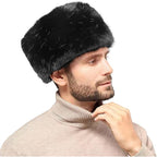 Unisex Russian Ushanka Cossack Trapper Hat Faux Rabbit Fur Trooper Hat Fuzzy Furry Hunting Cap Winter Outdoor Warm Skiing Cap