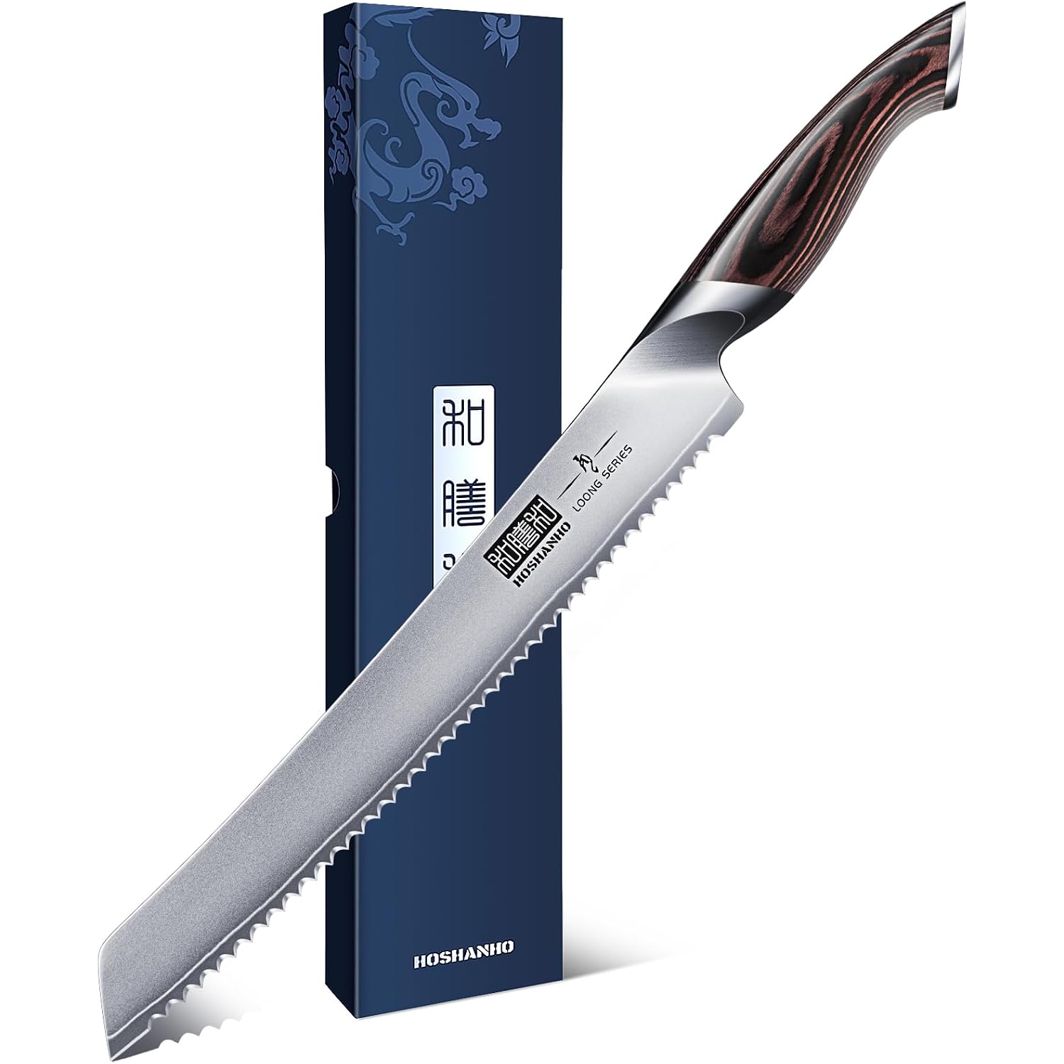 Hoshanho Bread Knife 10 Inch, Japanese High Carbon Stainless Steel Serrated Bread Knives, Professional Bread Cutting Knife For Homemade Bread