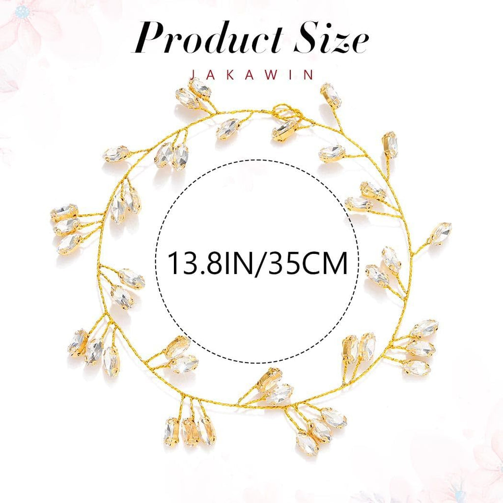 Jakawin Wedding Hair Vine Gold Bridal Hair Accessories Crystal Hair Piece