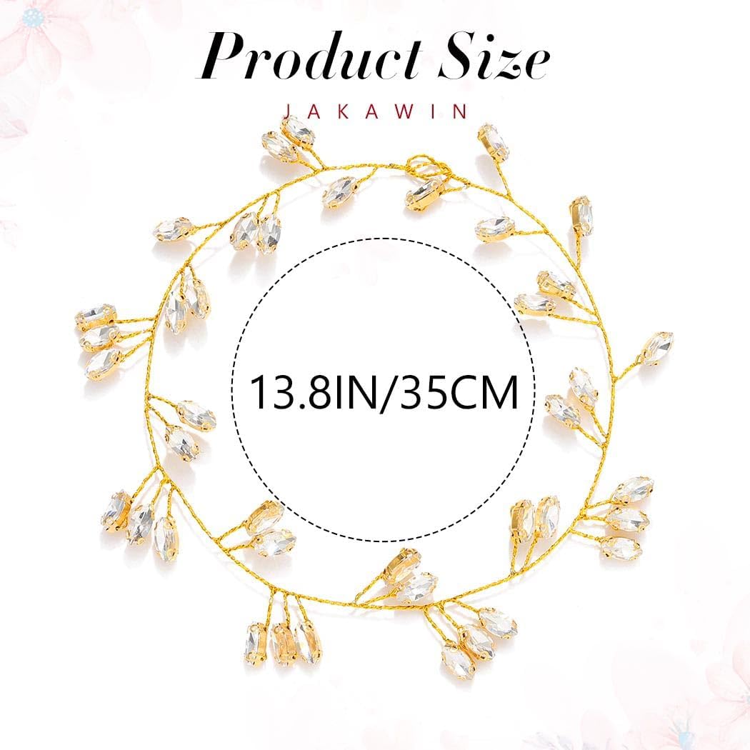 Jakawin Wedding Hair Vine Gold Bridal Hair Accessories Crystal Hair Piece