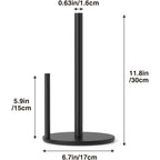 Paper Towel Holder Black, Premium Stainless Steel Kitchen Roll Dispenser, Countertop Roll Organizer with Weighted Base