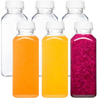 Norcalway Plastic Juice Bottles With Caps, Reusable Juicing Bottles, Clear Drink Containers With Lids For Juicing, Smoothie And Other Beverages - 12Oz 6Pcs