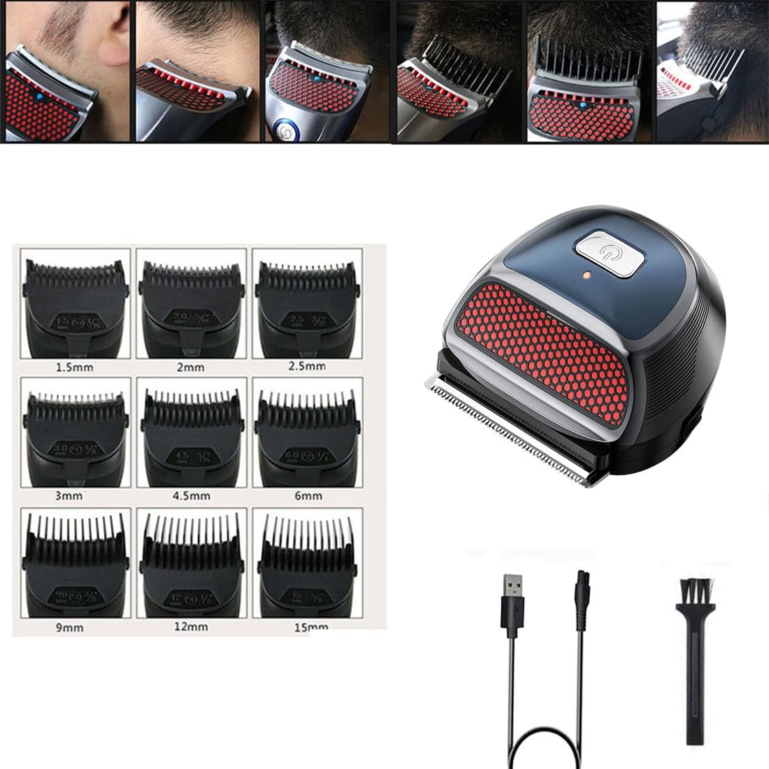 Suyooulin Hair Clippers, Shortcut Self-Haircut Kit For Men, Self Grooming Rechargeable Hair Trimmer Professional Hair Cutting With 9 Limited Combs