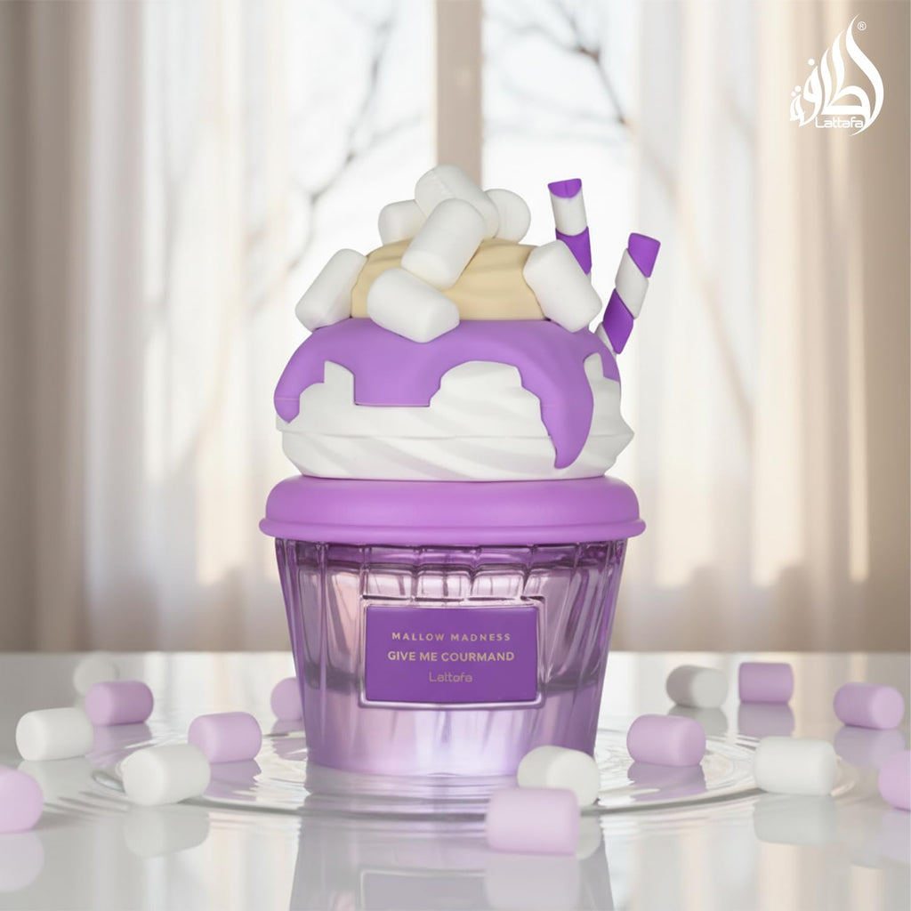 Lattafa Mallow Madness Eau de Parfum Give Me Gourmand Collection, Sweet Gourmand Fragrance, Marshmallow & Vanilla, Spray Form, 75ml, Long-lasting