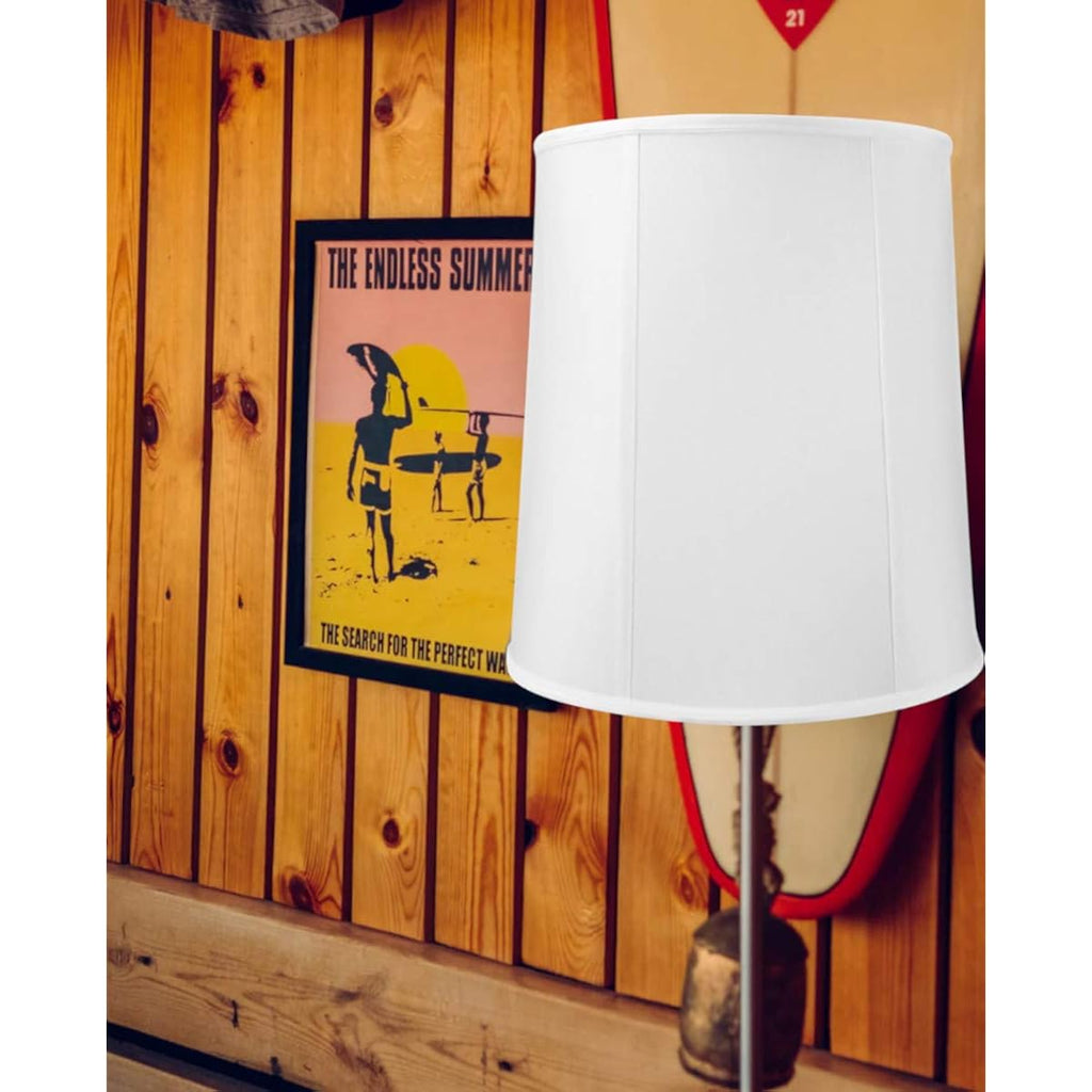 12”X14”X15" Prestige Drum Lampshade With Brass Spider Fitter - Perfect For Table And Desk Lamps - Medium Drum Cylinder, White Shantung Fabric