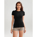 CE' CERDR 3/5 Pack Womens T Shirts Crew Neck Short Sleeve Shirts for Women Casual Basic Tees Fitted Stretchy Layering Tops