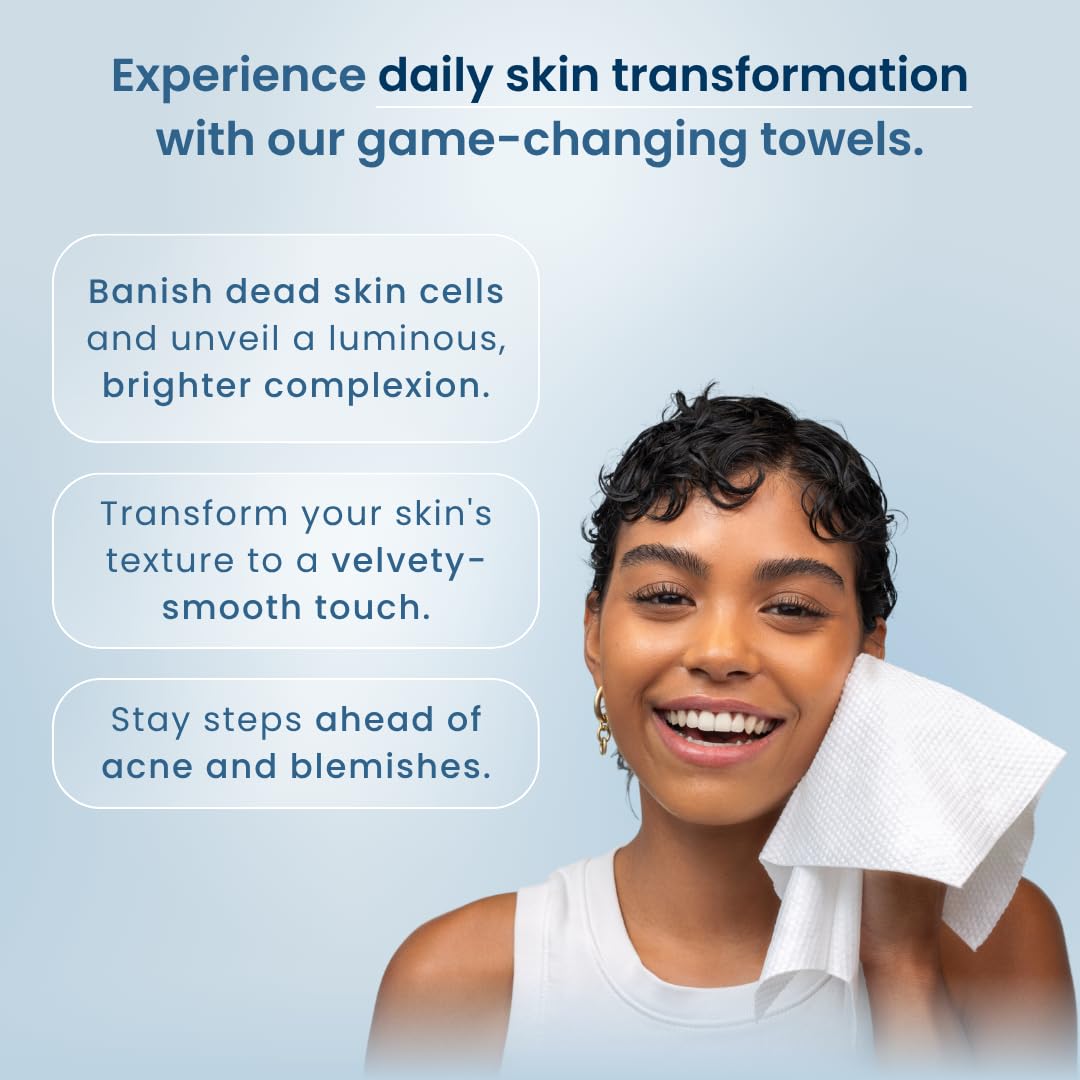 Clean Skin Club Clean Towels Xl® Supreme, 100% Usda Biobased Face Towel, Disposable Face Towelette, Eczema Association Accepted, Thicker Textured Dry Wipes, Ultra Absorbent & Soft, 1 Pack, 50 Ct