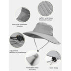 EW EastWater Beach Sun Bucket Hats for Women,UV Protection High Ponytail Hole UPF 50+ Waterproof for Hiking Safari Fishing