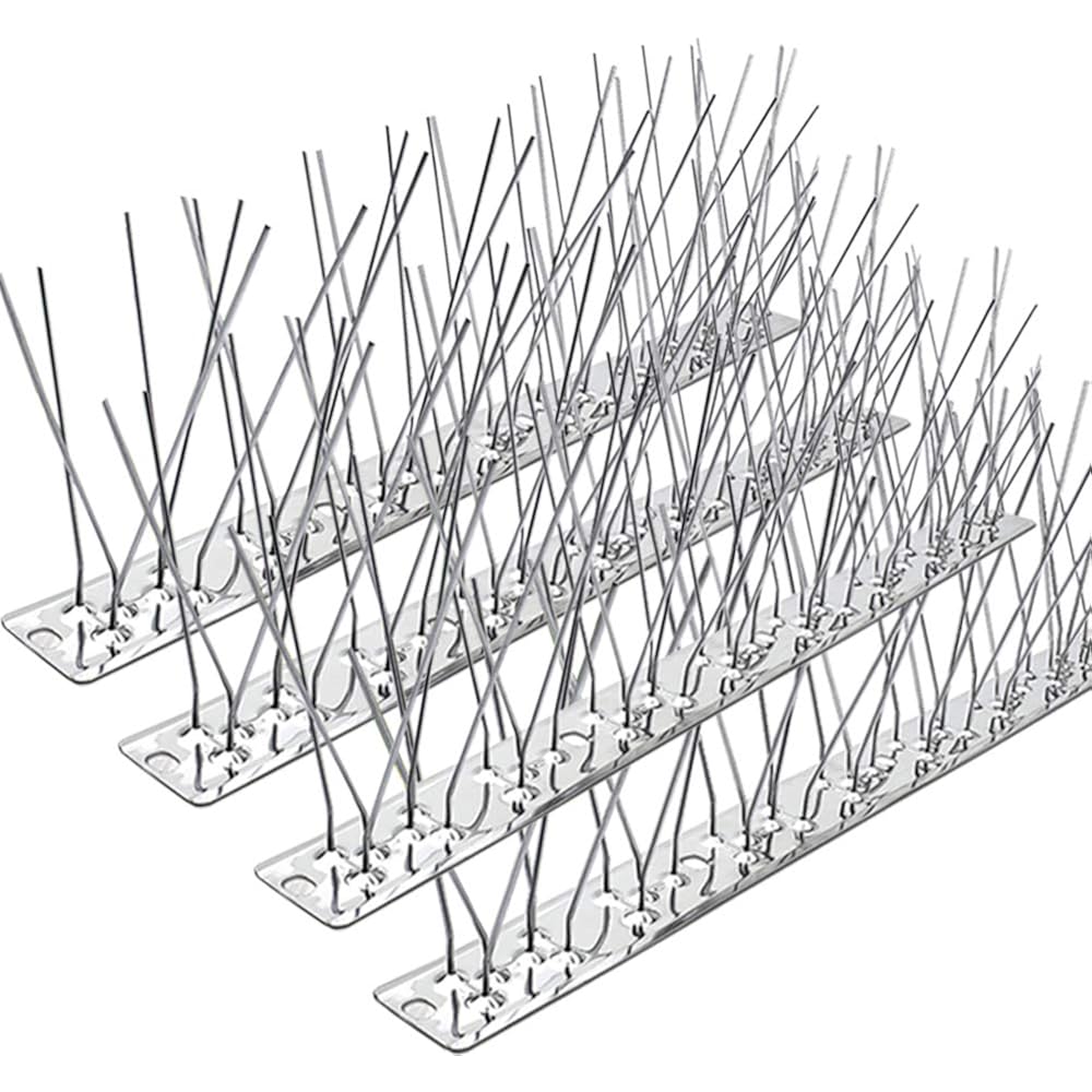 Pangch Bird Spikes,Stainless Steel Bird Spikes Metal Bird Spikes Fence Spikes Easy To Install - 5 Strips 4.1 Feet Coverage