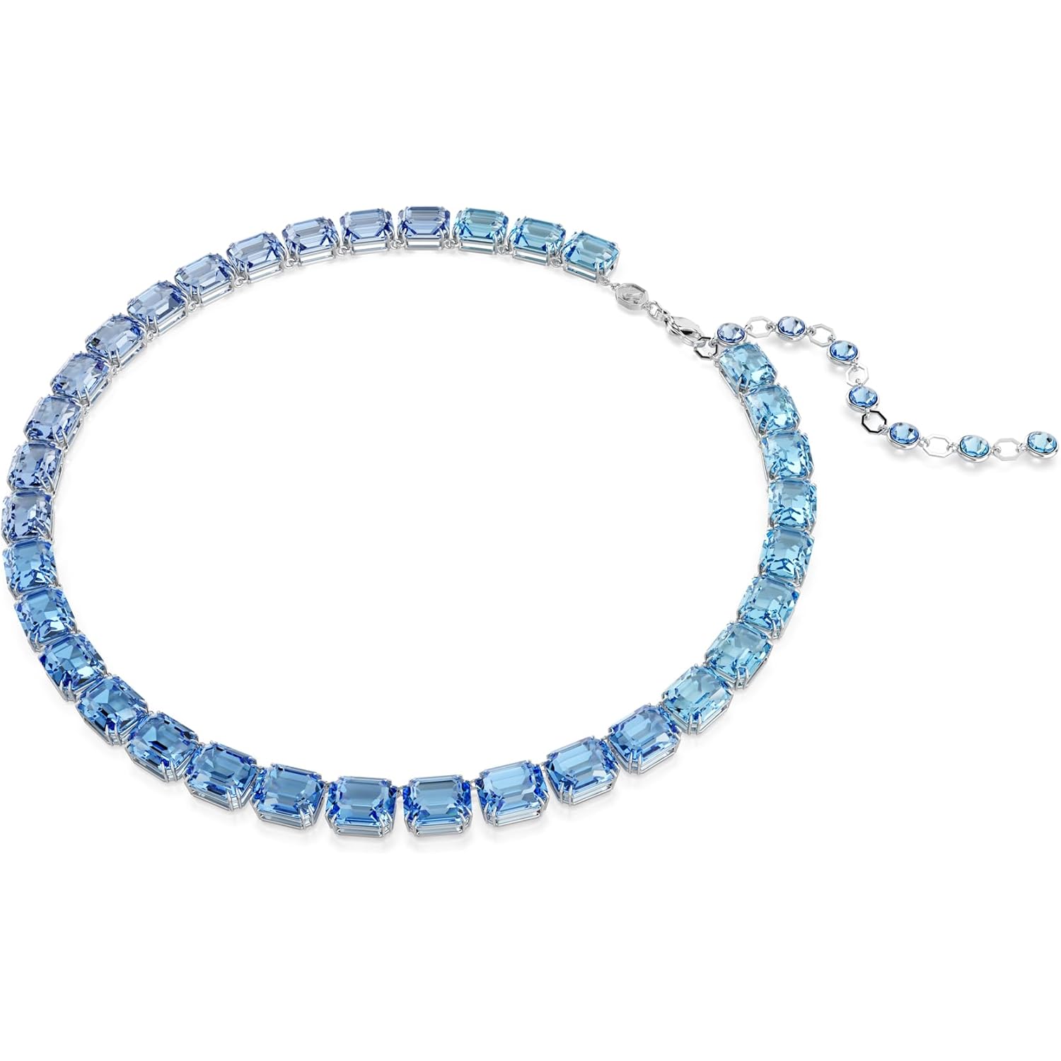 Swarovski Millenia Tennis Necklace, Octagon Cut, Color Gradient, Blue, Rhodium Finished