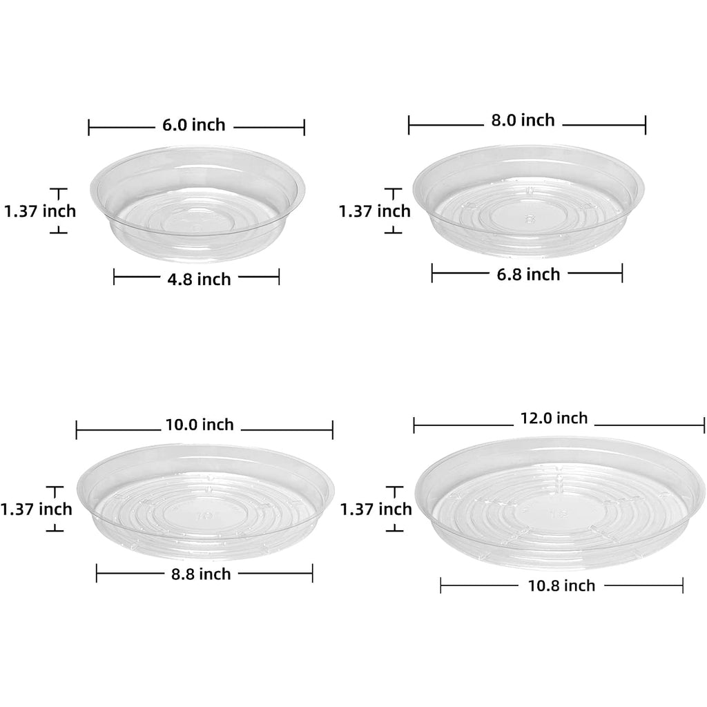 Truedays 20 Pack Plant Saucers (6 Inch / 8Inch / 10Inch / 12Inch) Clear Plant Saucers Flower Pot Tray Excellent For Indoor & Outdoor Plants