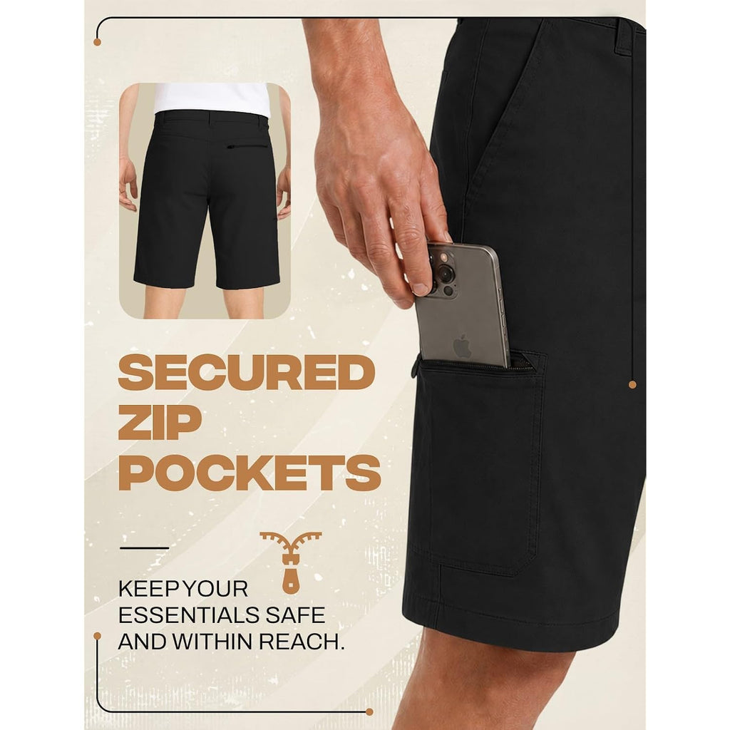 Weatherproof Vintage Mens Hiking Shorts, Quick Dry Lightweight Stretch Casual Shorts With Zipper Pockets