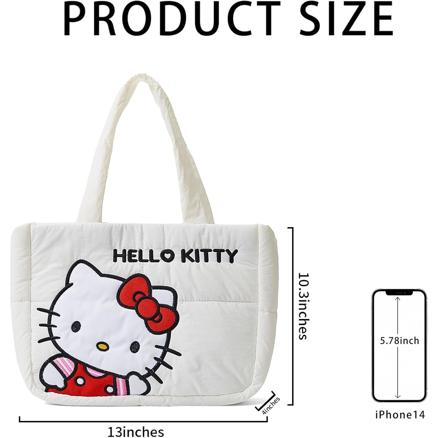 Puffer Tote Bag For Women, Cartoon Quilted Handbag, Lightweight Puffy Shoulder Bags Purse, For Work Travel Gym Shop