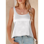 BLENCOT Women Satin Tank Top Casual Camisole Summer Shirt Basic Fashion Dressy Sleeveless Blouses S-2XL