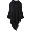 Ferand Ladies' Hooded Cape With Fringed Hem, Crochet Poncho Knitting Patterns For Women