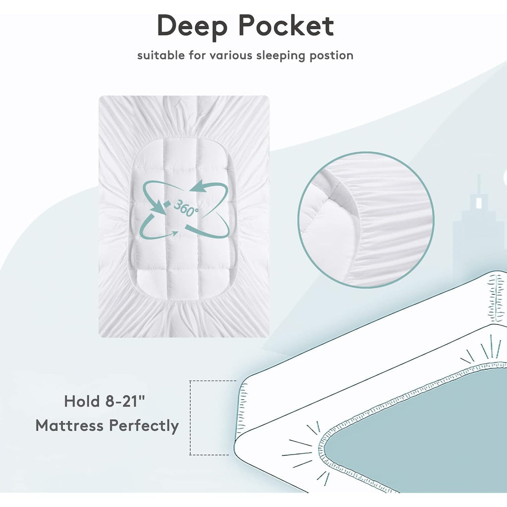 Mattress Topper Queen,Extra Thick Mattress Pad Cover For Back Pain,Cooling Mattress Protector With 8-21 Inch Deep Pocket,Overfilled Down Alternative Filling