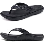 Kuailu Womens Flip Flops Ladies Yoga Mat Comfortable Walking Thong Sandals With Plantar Fasciitis Arch Support Slip On Indoor Outdoor For Summer