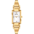 Bulova Ladies' Classic Diamond Dial Quartz Stainless Steel Watch, Rectangle, Mother-Of-Pearl