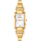 Bulova Ladies' Classic Diamond Dial Quartz Stainless Steel Watch, Rectangle, Mother-Of-Pearl