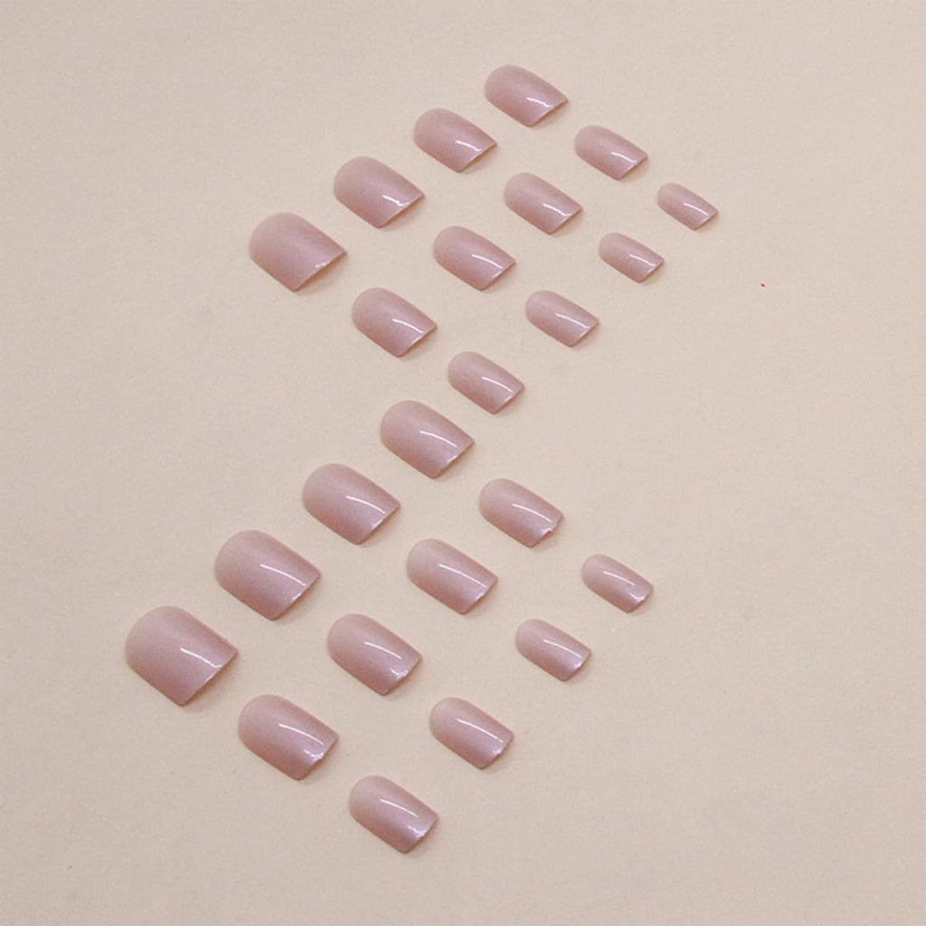 Square Press on Nails Short Fake Nails Press ons Pink False Nails with Designs Glitter Acrylic Glossy Full Cover Glue on Nails Cute Artificial Stick on Nails for Women Decoration 24 Pcs