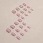 Square Press on Nails Short Fake Nails Press ons Pink False Nails with Designs Glitter Acrylic Glossy Full Cover Glue on Nails Cute Artificial Stick on Nails for Women Decoration 24 Pcs