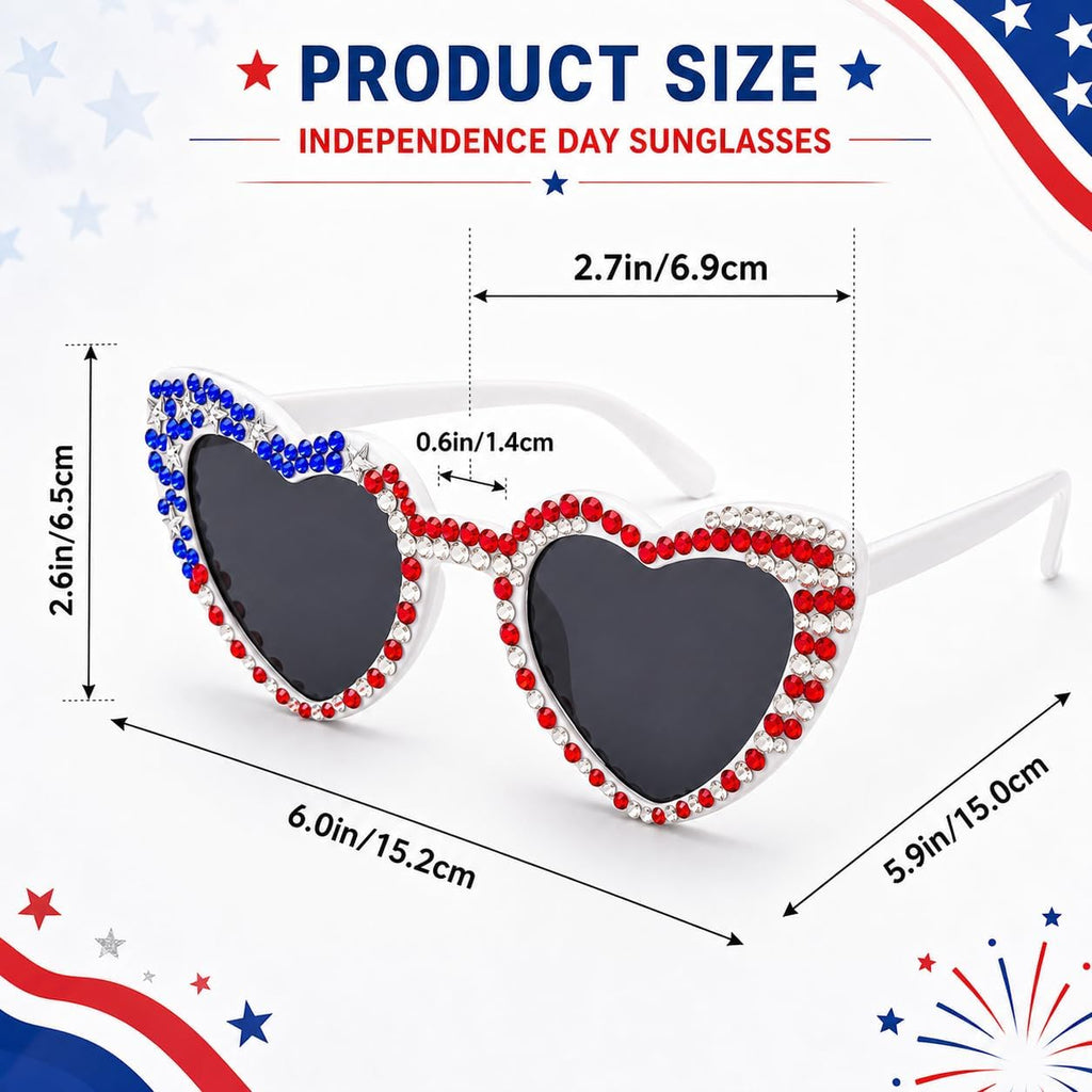 SVKN 4th of July Sunglasses, Patriotic Red White Blue Beads Glasses for Independence Day Decorations & Accessories Flag