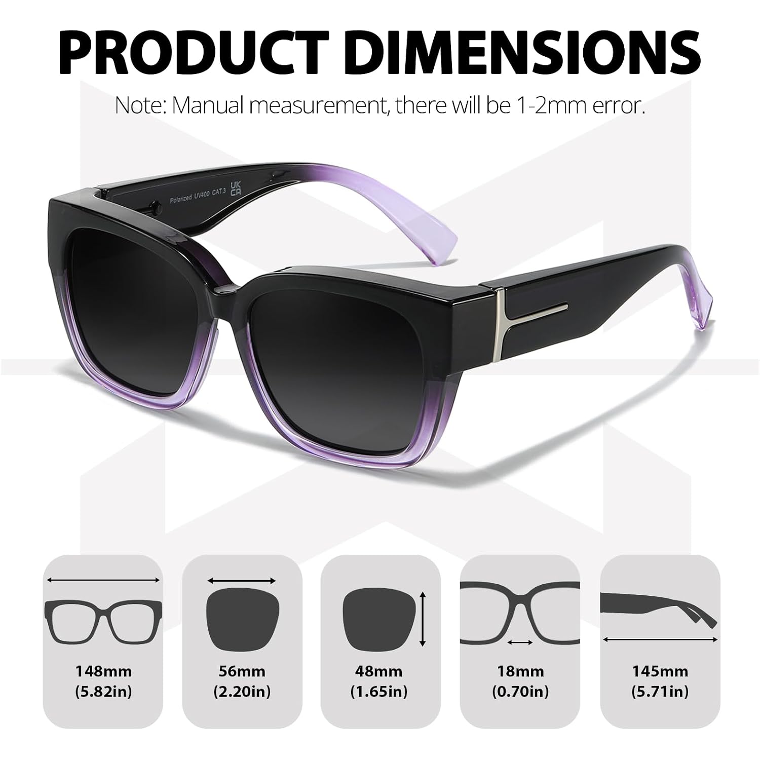 Myiaur Fit Over Glasses Sunglasses For Women, Trendy Oversized Polarized Wear Over Sun Glasses With Uv400 Protection（2 Pack）