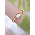Adsbiaoye Elegant Pearl Women'S Dress Watch Fashion Oval Dial Gift Women'S Waterproof Watch