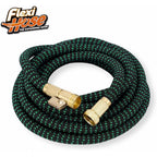 Flexi Hose With 8 Function Nozzle, 50Ft - Lightweight Expandable Garden Hose, No-Kink Flexibility, 3/4 Inch Solid Brass Fittings And Double Latex Core - Black And Green