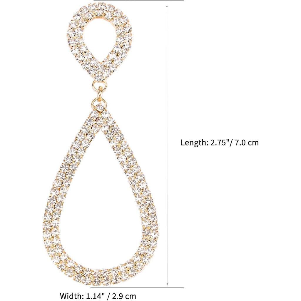Rhinestone Teardrop Dangle Earrings Sparkly Wedding Jewelry