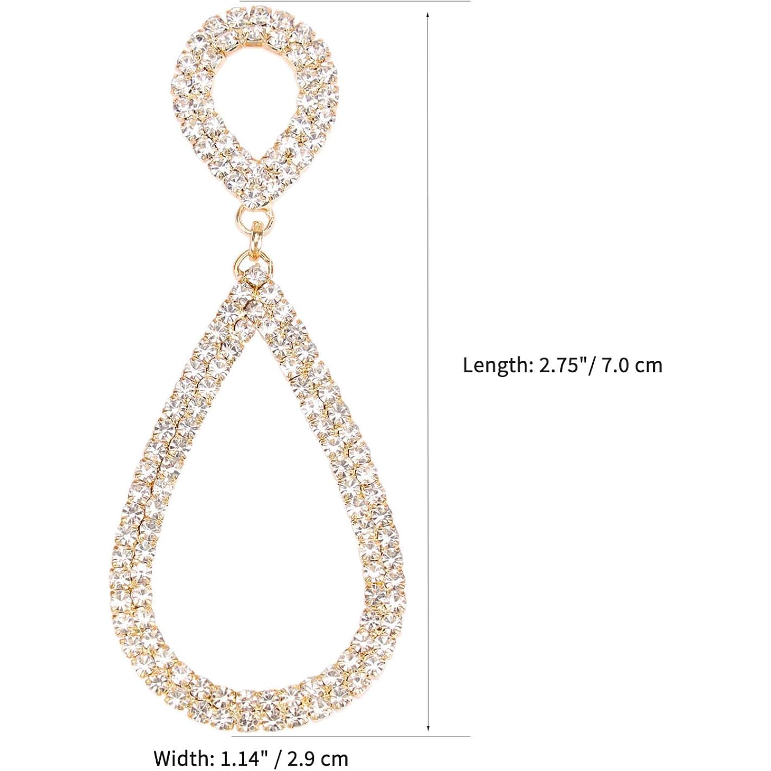 Rhinestone Teardrop Dangle Earrings Sparkly Wedding Jewelry